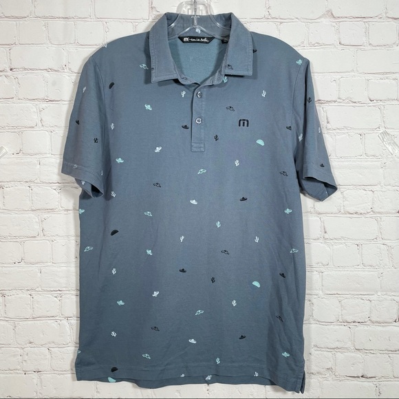 Travis Mathew Other - Travis Mathew Shirt Men's S Golf Polo Gray Cactus and Tacos Southwest Print